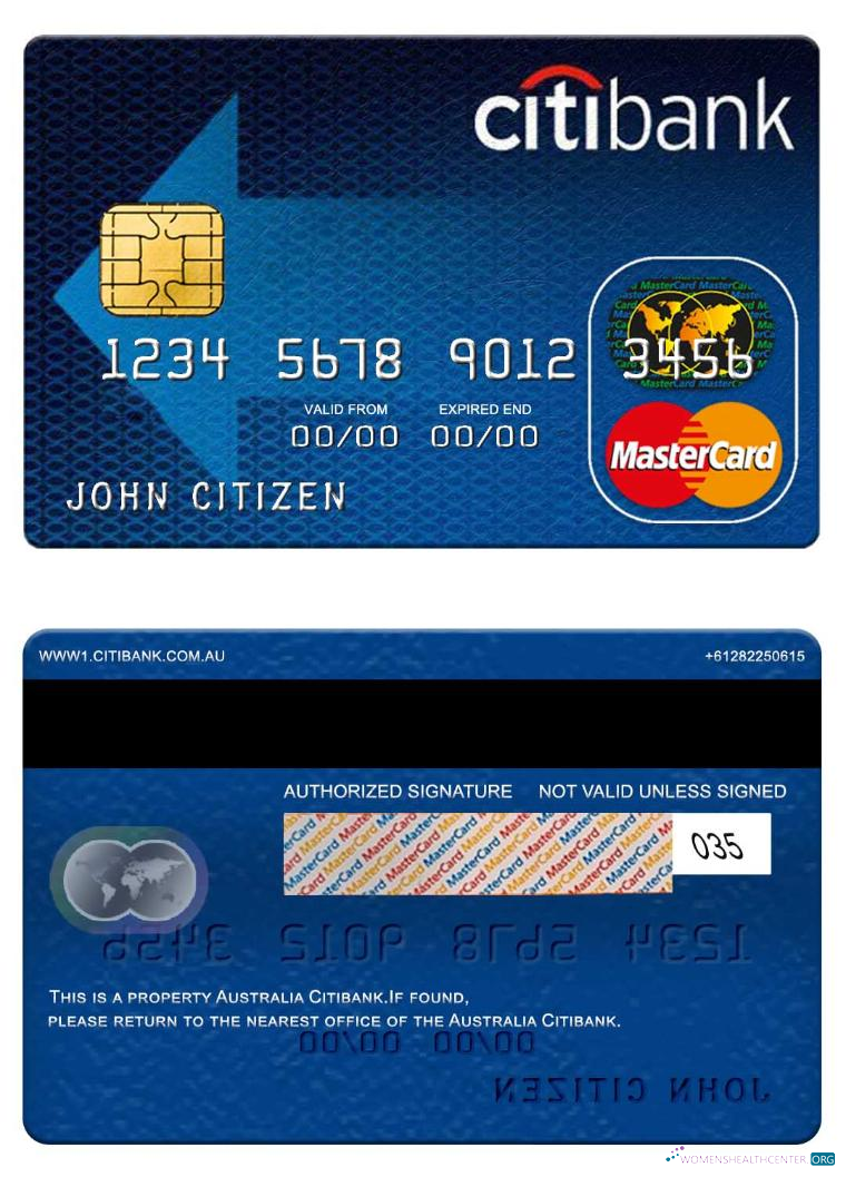 Download Australia Citibank mastercard Photoshop template